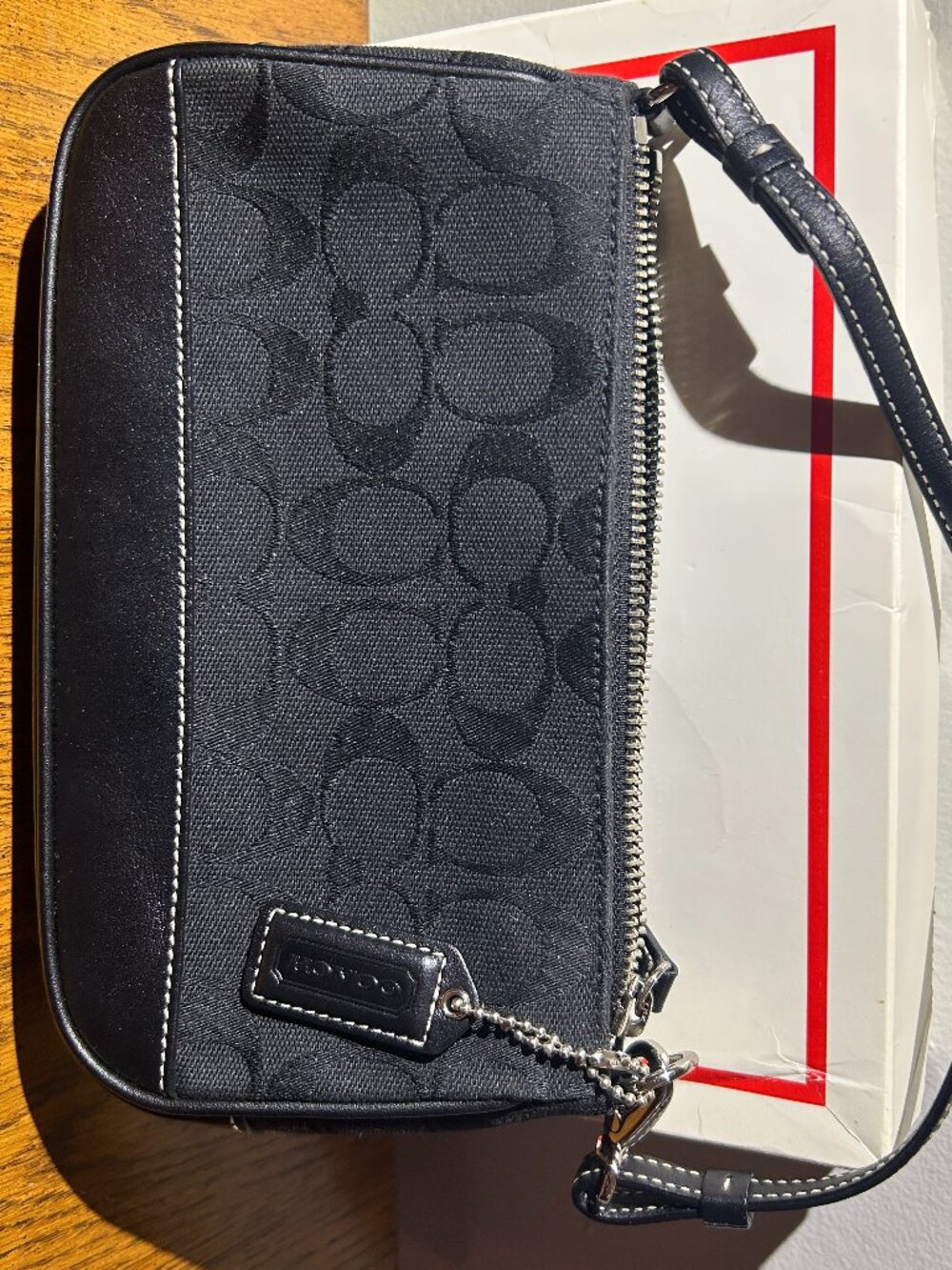 Vintage black canvas and leather coach shoulder bag